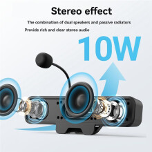 USB Speaker Bar Desktop Laptop Computer Speaker with Removable Microphone, Easily Clamps to Monitor
