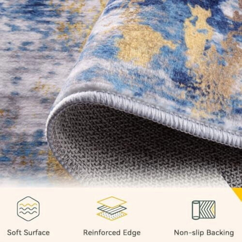 Washable area rug non-slip modern abstract 2 ft x 3 ft 1