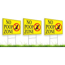 3X No Pooping Dog Signs, 8x12" Double-Sided Coroplast Yard Signs with Stake – Compatible with Outdoor Use