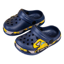 Kids Navy Cartoon Animal Slippers Closed Toe Soft Sole Size