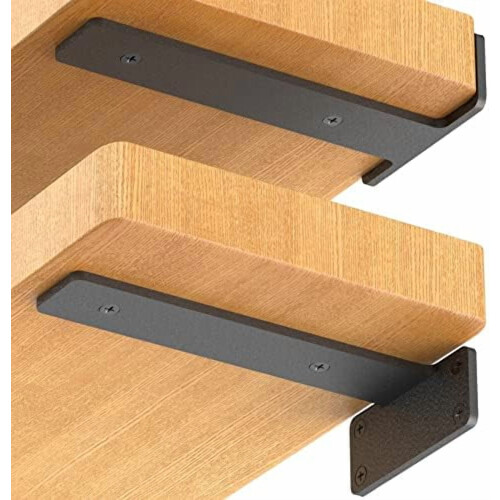 8-Pack Black Floating Shelf Brackets, 20 cm Heavy-Duty