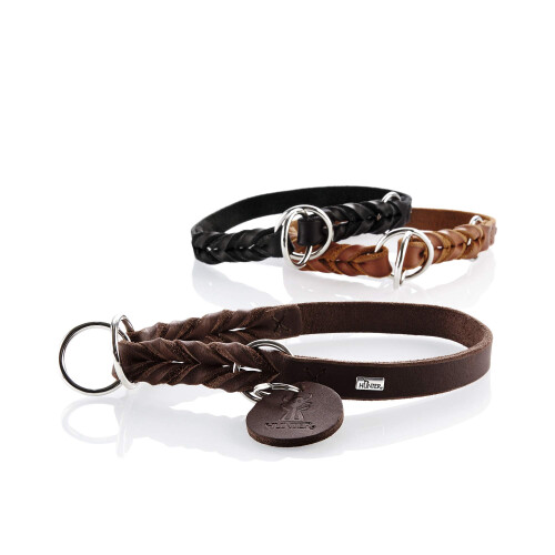 Hunter HUNTER SOLID EDUCATION training collar for dogs, leather, soft, non-slip, 55 (M-L), dark brown 2