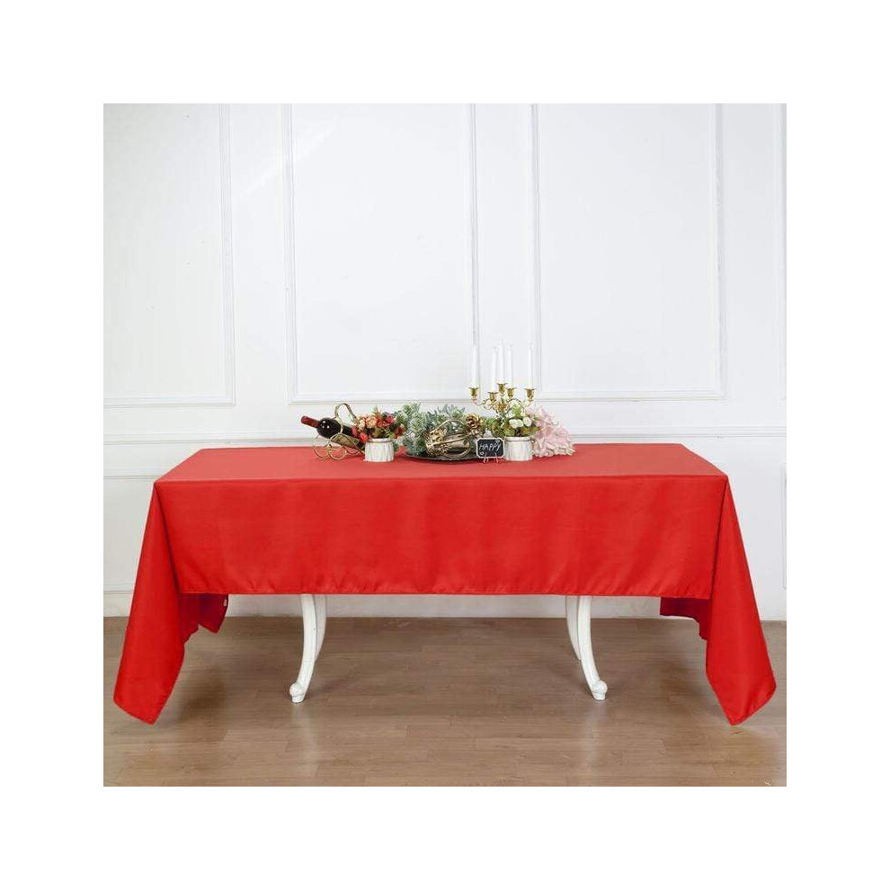 60x126" Polyester Rectangular Tablecloth - Red