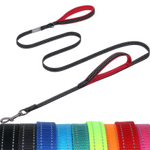 VIVAGLORY Twingrip Dog Lead, Double Handle Dog Lead for Training & Walking with Traffic Handle & 2 Loop, Traffic Control Reflective Heavy Duty for