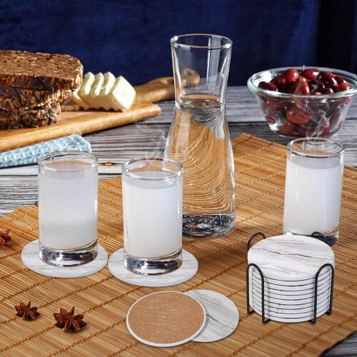 Round Ceramic Coasters Set of 6 2