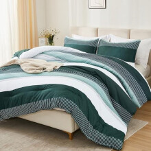Dunkel smaragdgrünes Bettwäscheset (Einzelbett/Einzelbett XL), 2-teilig, extra lang, für Jungen und Herren, Waldmotiv, Einzelbettwäscheset mit