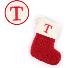 Weihnachtsstrümpfe mit Initialen, rot-weiß gestrickt, 7,1 Zoll
