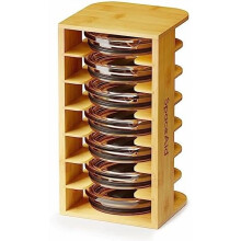 7-Tier Bamboo Tumbler Lid Organizer for Kitchen Cabinet, Compatible with Water Bottle & Cup Lids
