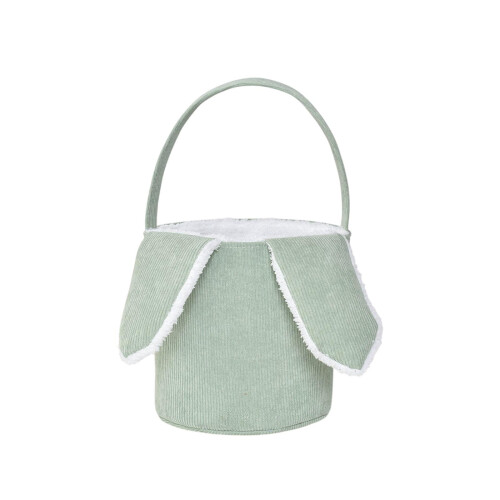Corduroy Rabbit Ear Easter Basket Green Portable 1