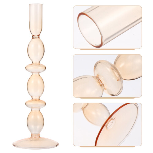 Retro glasslysestake lys brun 1 stk 2