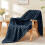 Navy 3D Checkered Fleece Throw Blanket 1