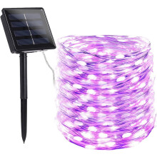 66ft 200-LED Solar String Lights, Waterproof, 8 Modes, Copper Wire, for Outdoor Tree/Garden/Wedding/Christmas Decor (Purple)