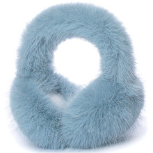 Fluffy Faux Fur Ear Muffs for Women & Girls – Foldable, Frostproof, Warm Soft Ear Covers for Cold Weather, Blue, One Size, Compatible with Outdoor