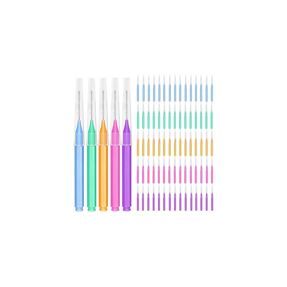 Braces Brush for Cleaner Interdental Toothpick Dental Tooth Flossing Head Oral Hygiene Flosser Cleaners Cleaning Tool (5Colors,75pcs)