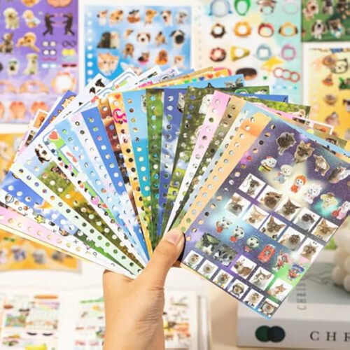 Βιβλίο με αυτοκόλλητα ζώων Kawaii ροζ 30 φύλλα 800 τεμάχια 1