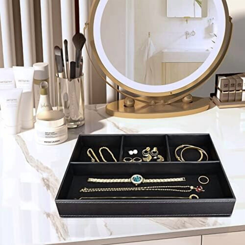 Faux Leather Valet Tray for Men with 4 Compartments 1