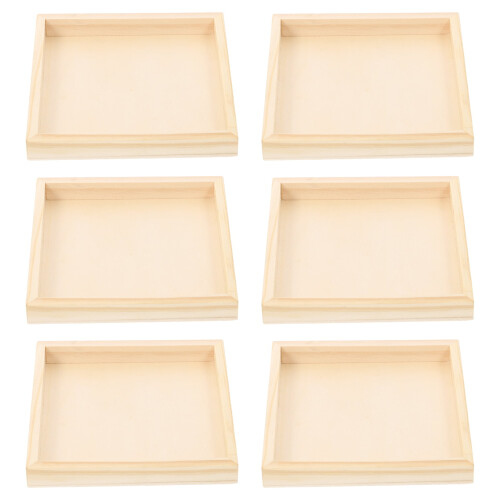 DEEPCRAFF Hexahedral Shape Tray Khaki Wood 6PCS 1