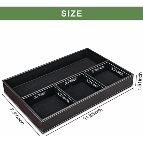 Faux Leather Valet Tray for Men with 4 Compartments 2