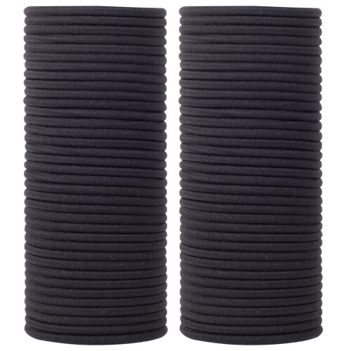 200 elastici per capelli, neri da 4 mm, ideali per capelli spessi e ricci, perfetti per code di cavallo, per donne e uomini (4 mm, neri).