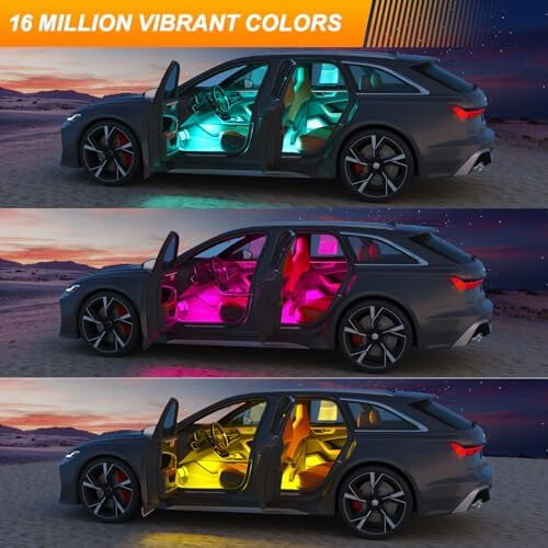 Luzes LED RGB internas para carro com modo ambiente, personalizáveis e compatíveis com música. 1