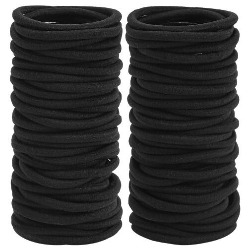 200 elastici per capelli, neri da 4 mm, ideali per capelli spessi e ricci, perfetti per code di cavallo, per donne e uomini (4 mm, neri). 2