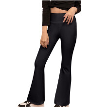 Girls Flare Leggings Kids Sports High Waist Fleece Versatile Outerwear Practice Dance Bell-Bottomed Pants Long Pants 5-16 Years