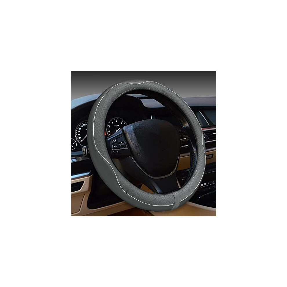 Car Steering Wheel Cover, Anti-Slip, Safety, Soft, Breathable, Heavy Duty, Thick, Full Surround, Sports Style (Gray) Gray 9130661679824