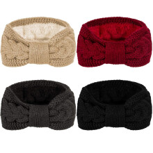 4 diademas de punto trenzado, turbantes de invierno con nudo, diadema forrada de felpa, turbante de ganchillo grueso, calentador de orejas, banda