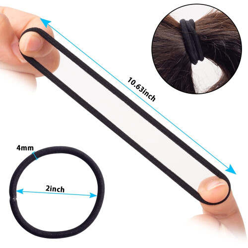 200 elastici per capelli, neri da 4 mm, ideali per capelli spessi e ricci, perfetti per code di cavallo, per donne e uomini (4 mm, neri). 1