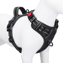 PHOEPET No Pull Dog Harness Adjustable Dog Vest Harness for Daily Walking with Buckle at Neck and Reflective Strips, Control Handle for Small?Medium