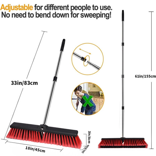 Large-sized long-handled stiff-bristle floor brush 1