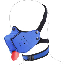 Neoprene Puppy Face Muzzle Dog Hood Mask Play Hoods Novelty Dog Head Mask with Collar (Blue, One Size)