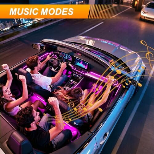 Luzes LED RGB internas para carro com modo ambiente, personalizáveis e compatíveis com música. 2