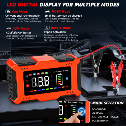 12V6A smart batterilader og vedlikeholdsenhet 1
