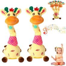 Girafa de Pelúcia Dançante e Falante Gifskiu, com Volume Ajustável, Controle Remoto e Carregamento USB – Conjunto com 2 Unidades