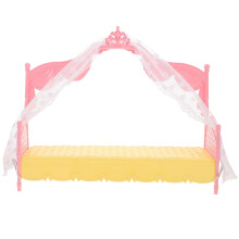 Letto per bambole da principessa, rosa, in plastica, 29,5x24x10,5 cm