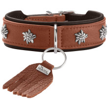 HUNTER Munich Dog Collar Colour: Cognac/Black, Leather, Elegant Costume Details, Soft and Robust, Fur Friendly, Luxurious, Ecologically Produced,