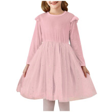 Vestidos de terciopelo con volantes para niñas, vestidos de tul brillantes con lentejuelas, vestidos de princesa para otoño e invierno, vestidos