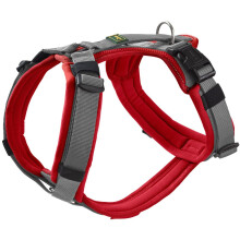 HUNTER Maldon UP Dog Harness, Colour: Red/Grey, Soft Padded and Comfortable, Highly Reflective by 3M Scotchlite, Adjustable to 4 Positions, with