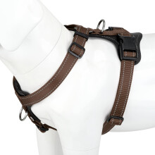 Plutus Pet Adjustable No Pull Dog Harness with Leather Accents, Heavy Duty Reflective Nylon Vest for Training, Hiking, Easy Walk Harness for Small,