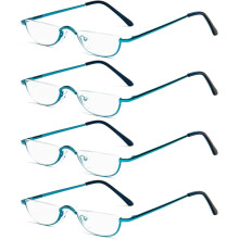 Lunettes de lecture demi-cerclées - 2 paires de lunettes à monture métallique demi-cerclée avec charnières à ressort pour hommes et femmes,