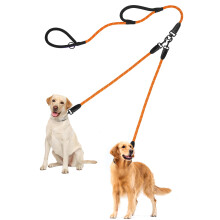 PetBonus Rope Double Dog Lead, No Tangle Dual Lead, Reflective Walking Training Leash with Two Comfortable Padded Handles, Lead Coupler for Medium