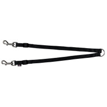 Trixie Premium 20111 Premium Two-Dog Lead with Ring XS-M: 40-70 cm/15 mm Black