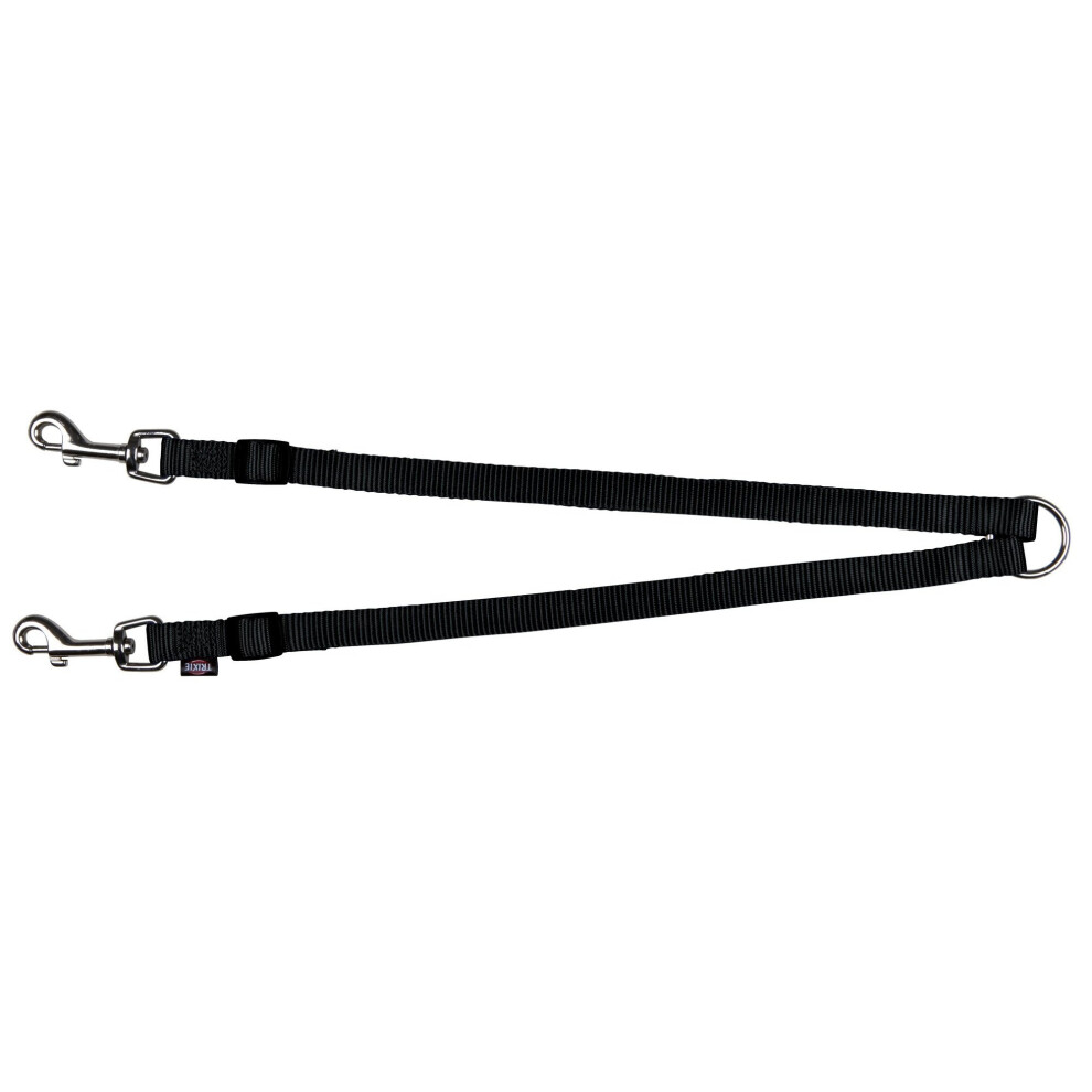 Trixie Premium 20111 Premium Two-Dog Lead With Ring Xs-M: 40-70 Cm/15 Mm Black