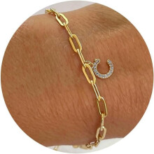 Zartes, 16-karätig vergoldetes Armband mit Initialen für Damen und Mädchen – Monogramm-Anhänger mit 26 Buchstaben, eleganter Goldschmuck,