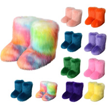 Pluche slippers voor volwassenen, dames, modieuze kleur, imitatie kasjmier, sneeuwlaarzen maat 5.5-6 (37)