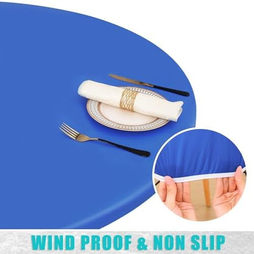Round Elastic Tablecloth 36-44 in, Vinyl & Flannel Back, 2