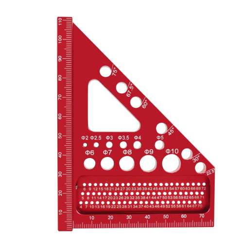 3D Multi-Angle Carpenter Square Aluminum Alloy Multi Hole Scribing Ruler High Precision Woodworking Tools for Engineer Carpenter Crafting 1