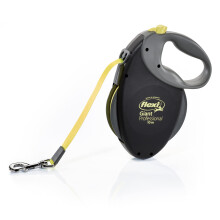 Flexi, giant model, for strong and strong dogs, increased visibility thanks to the neon -colored strap, robust and ergonomic braking system, Made in