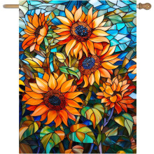 Høstens solsikkehageflagg, 28x40", dobbeltsidig utendørs veranda/plendekor – kompatibel med høst og Thanksgiving